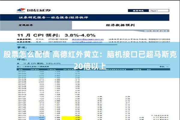 股票怎么配债 高德红外黄立：脑机接口已超马斯克20倍以上