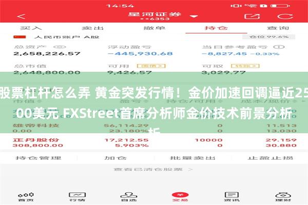 股票杠杆怎么弄 黄金突发行情！金价加速回调逼近2500美元 FXStreet首席